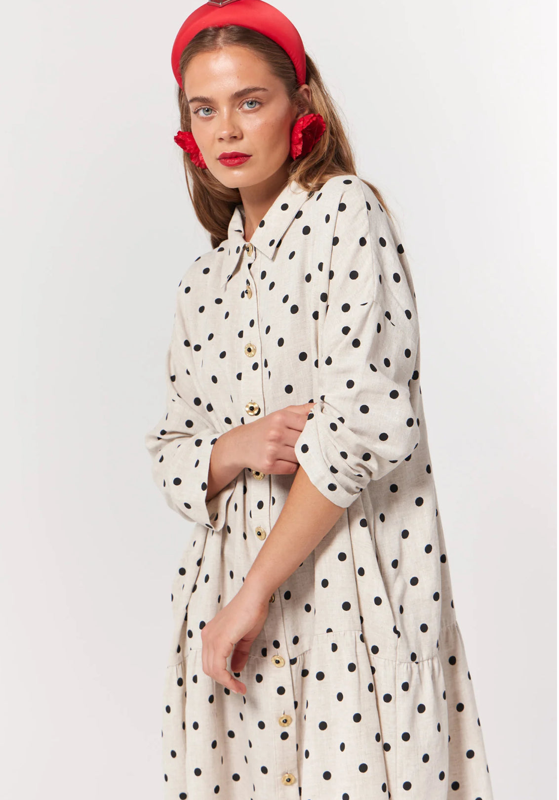 Luna Midi Dress- Oak Polka
