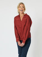 Eliza Linen Shirt - Brick Red