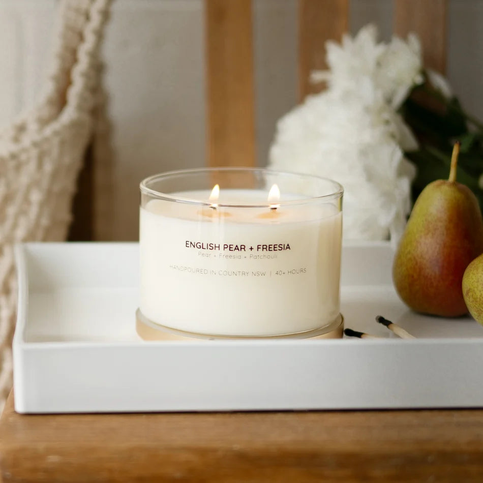 English Pear & Freesia Gold Lid Soy Candle