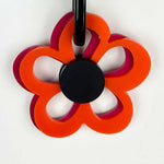Frank Ideas Long Rubber Perspex Flower- Orange/Red/Black