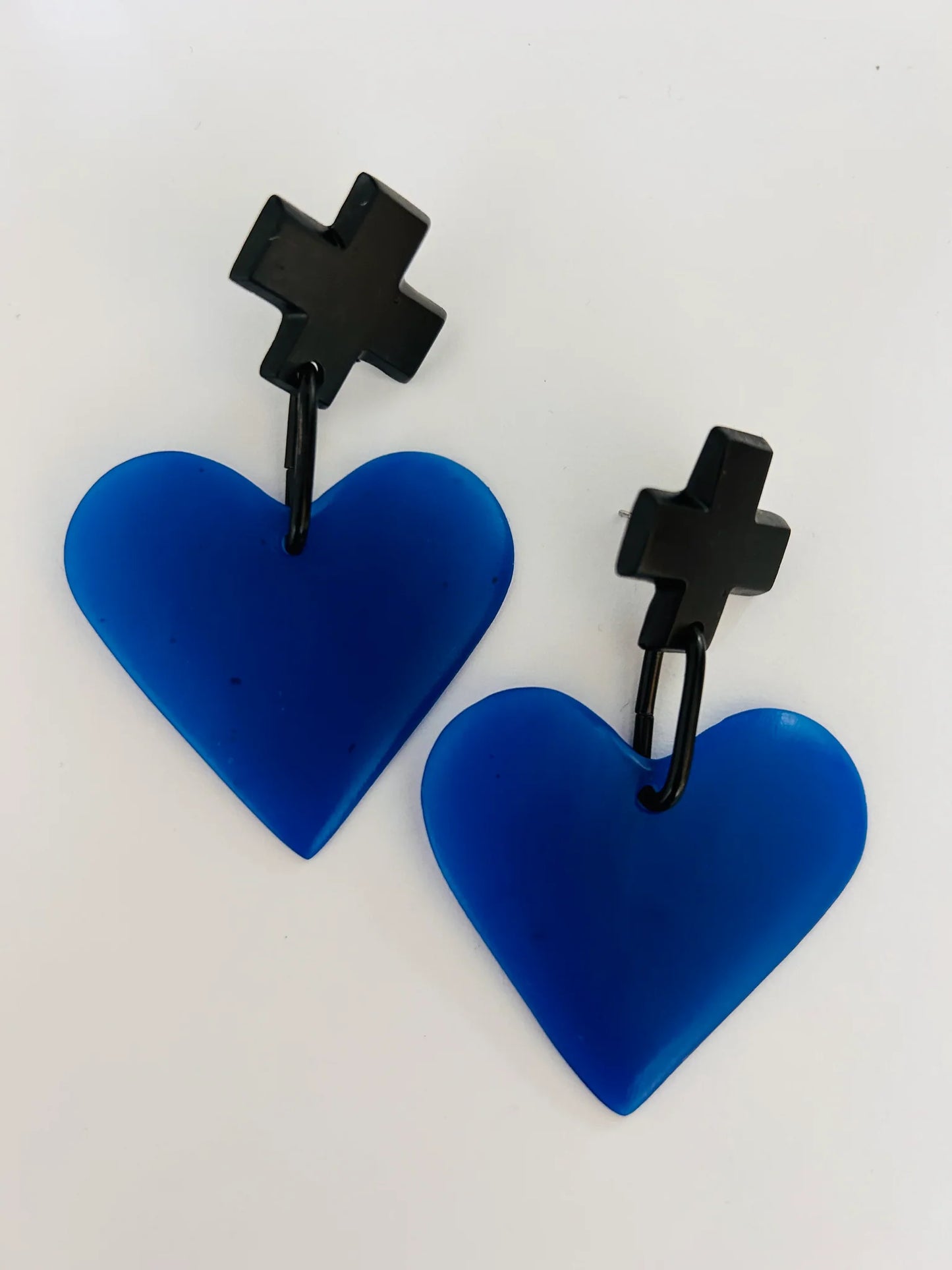 Heart/Cross Earrings- Blue