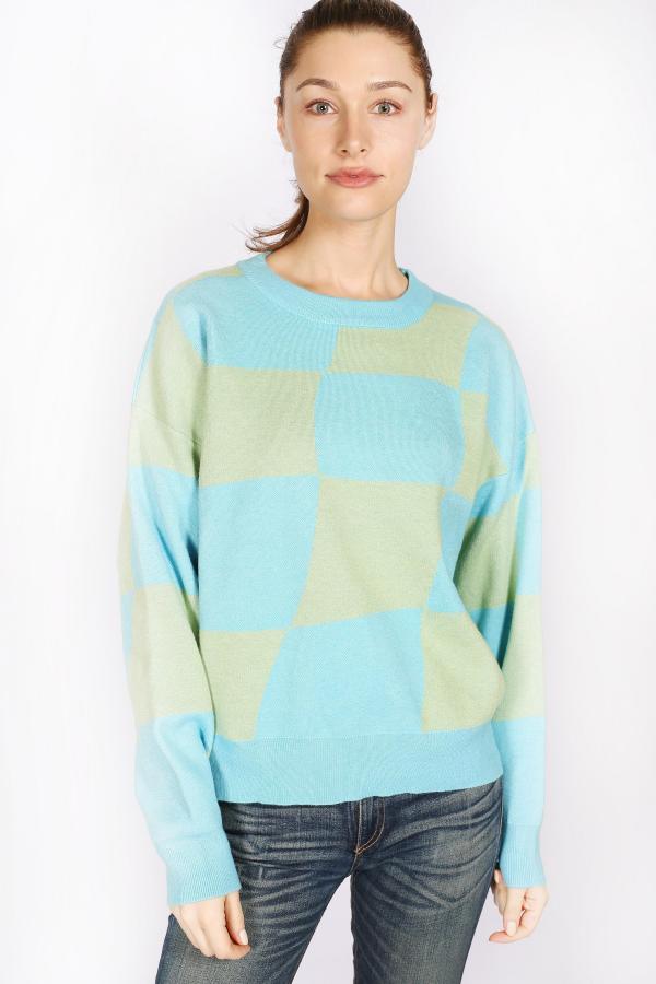 Checked Knit Blue/Green