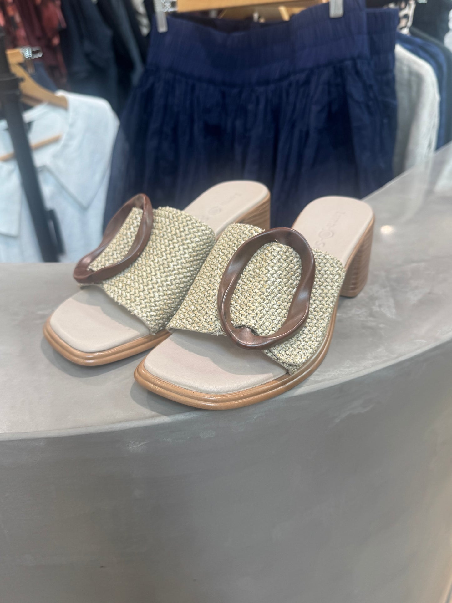 Octavia Mule - Raffia Darkstone