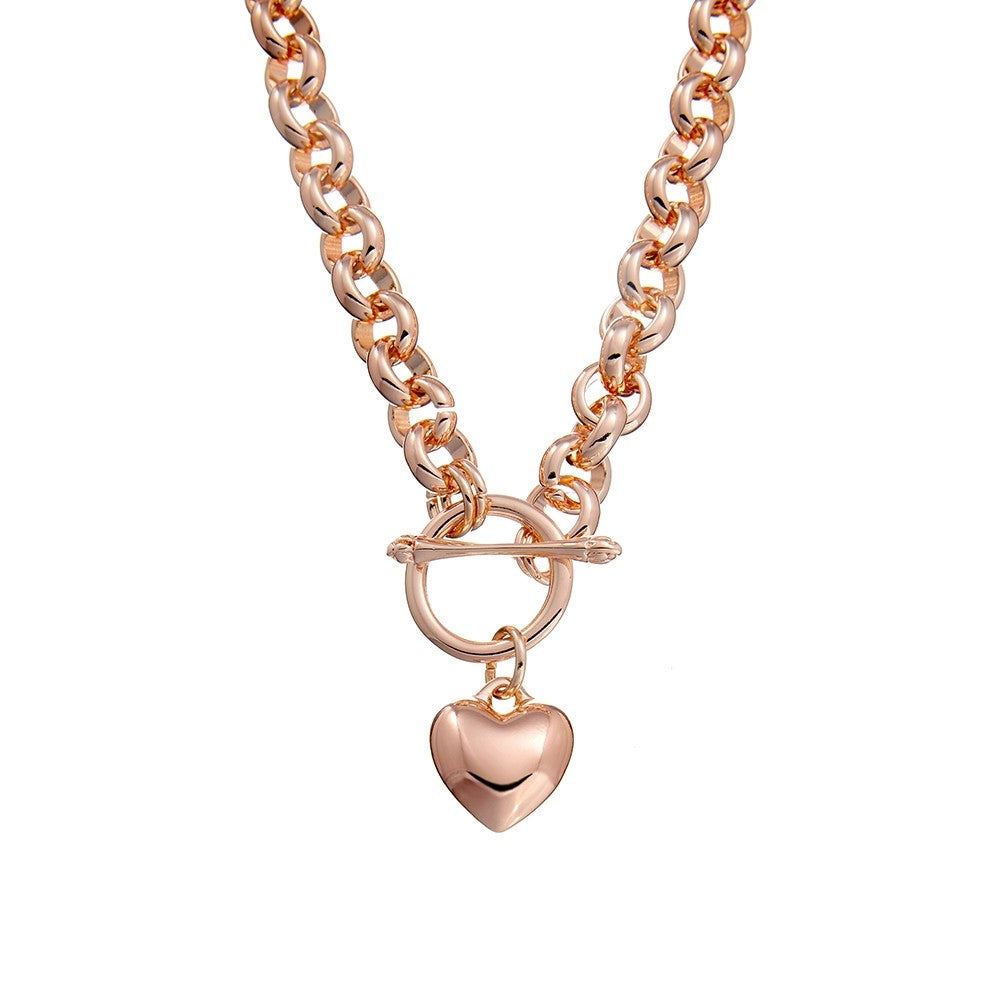 Allure - Heart Belcher Link Necklace Rose Gold