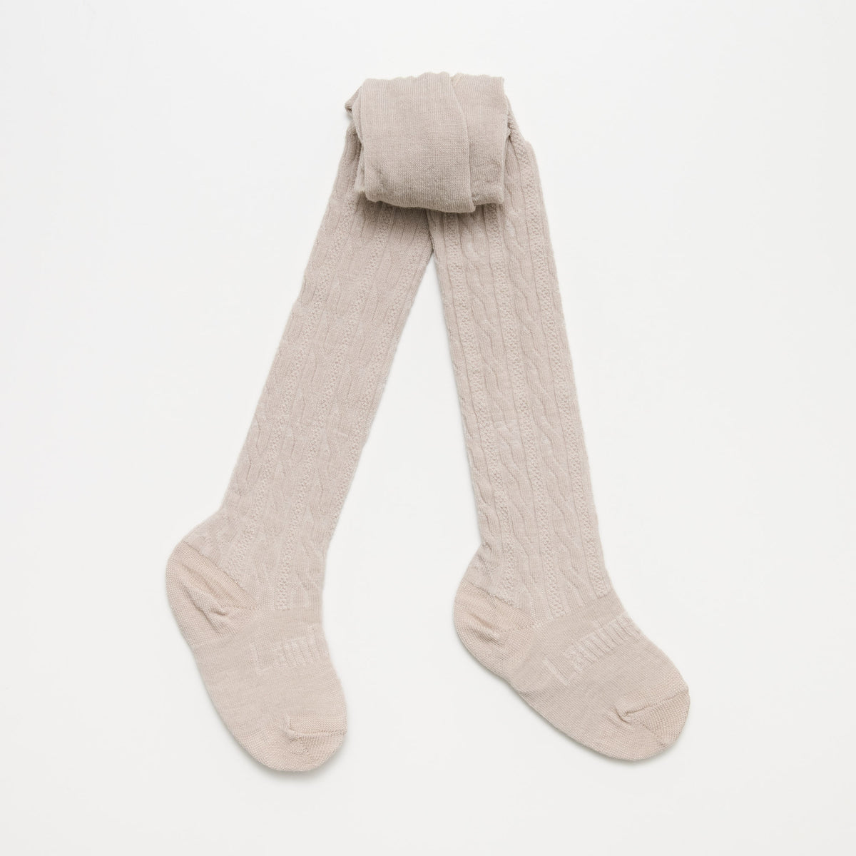 Kids Merino Wool Cable Tights - Oatmeal