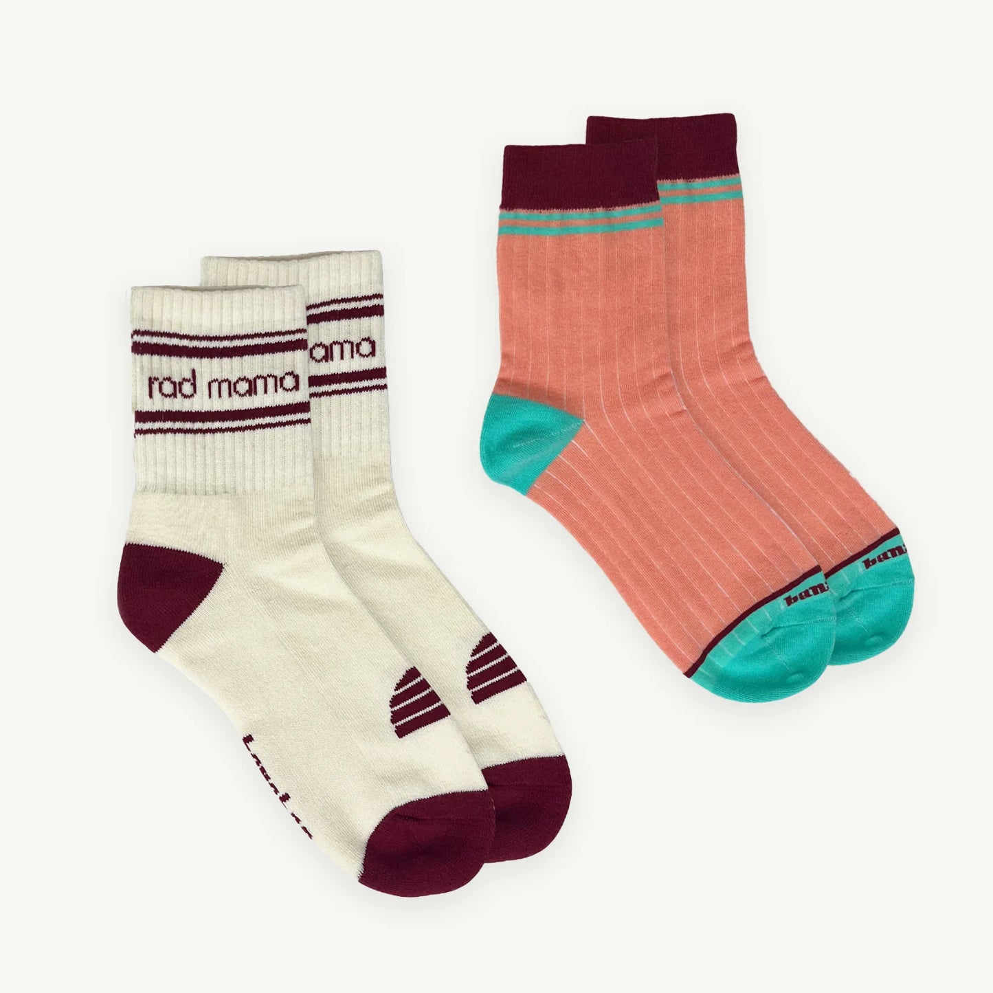 Rad Mama Berry Crew and Berry Stripe Sock Pack - Ladies
