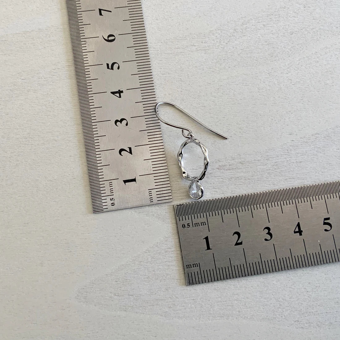 Organic Drop CZ Earrings - Platinum Silver