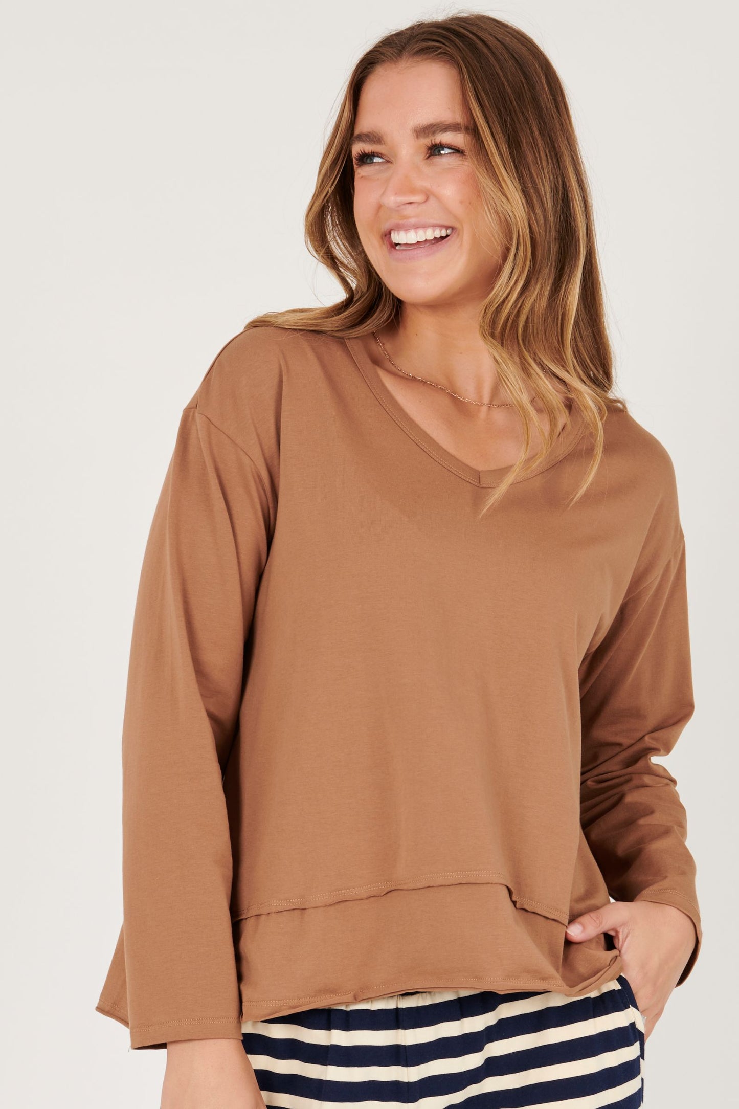 Panel Hem Detail Top - Tan