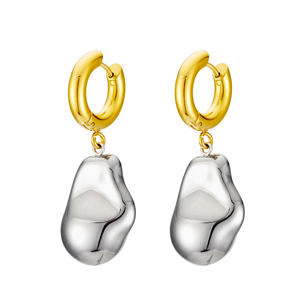 Huggie Earrings with Molten Drop