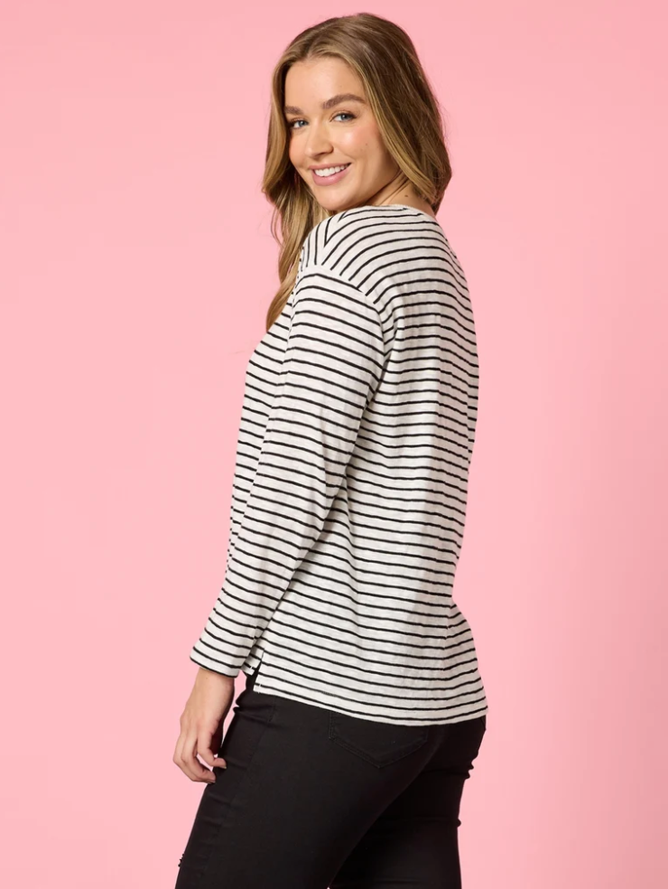 City Stripe Tee- Black/Ivory