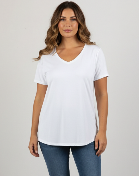 Bamboo Cap Sleeve Tee - White