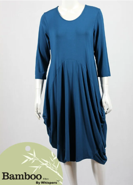 3/4 Sleeve Bamboo Dress - Teal