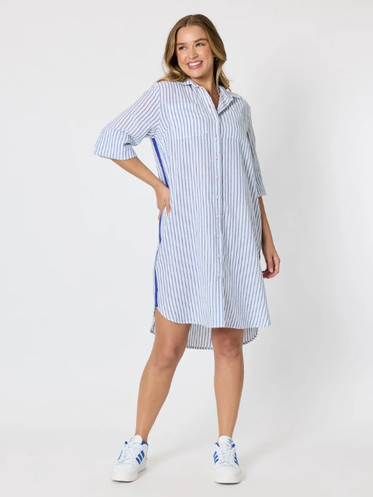 Coast Stripe Shirtdress - Blue/White