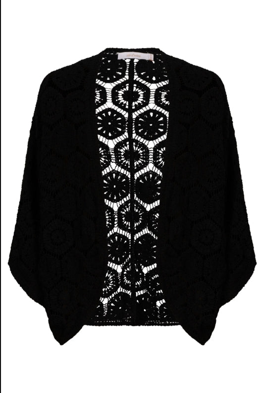 Maggie Crochet Cape - Black