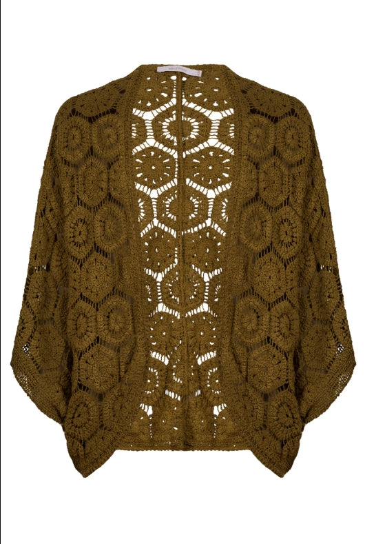 Maggie Crochet Cape - Olive