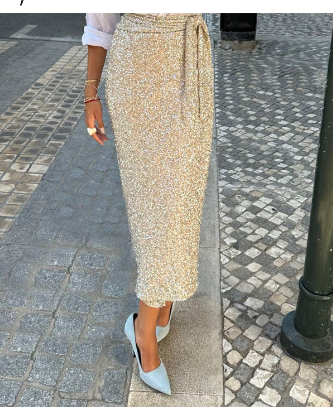 Sequin Maxi Wrap Jaspre Skirt