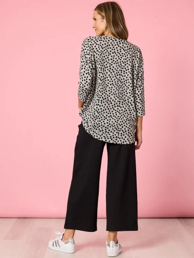 Clara Spot Top- Grey Marle