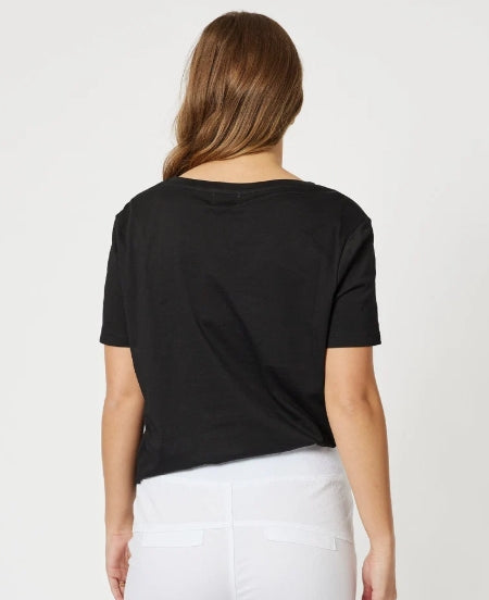 Cotton V-neck T-shirt - Black