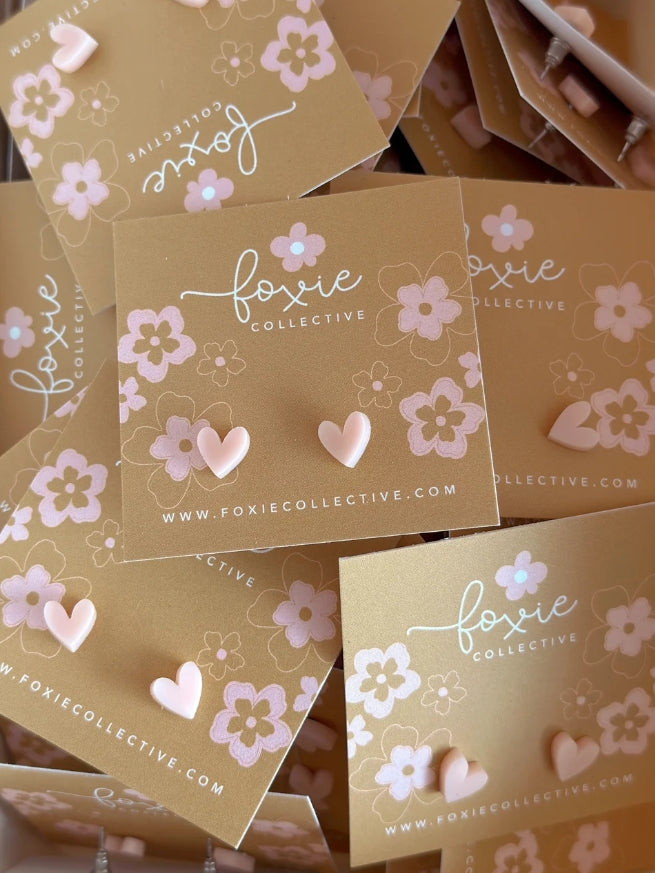 Heart Studs | Pale pink