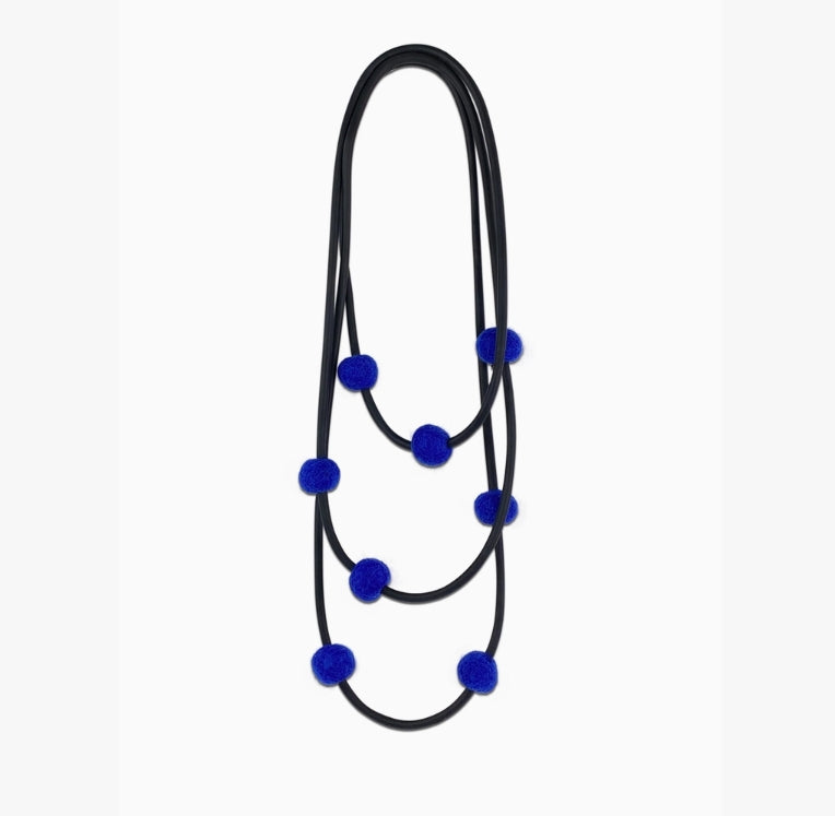 Frank Ideas Long Rubber & Felt Necklace - Blue