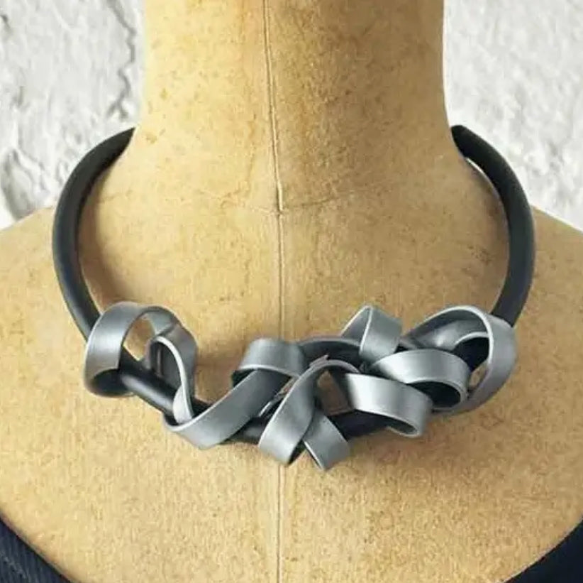 Frank Ideas Rubber Tangled Necklace - Silver