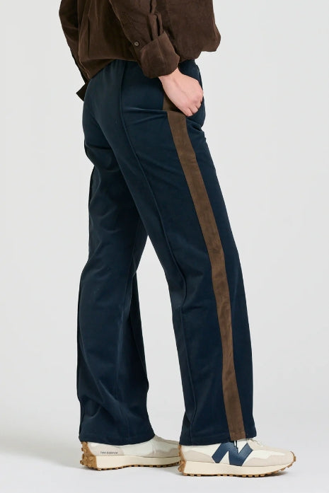 Lucile Pant - French Navy & Chocolate Stripe
