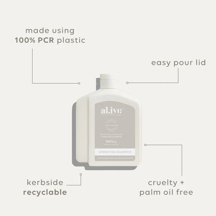 Al.ive Hydrating Shampoo Refill - White Tea & Argan Oil