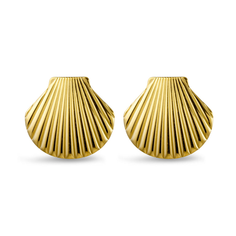 Allure Large Shell Stud Earrings - Gold