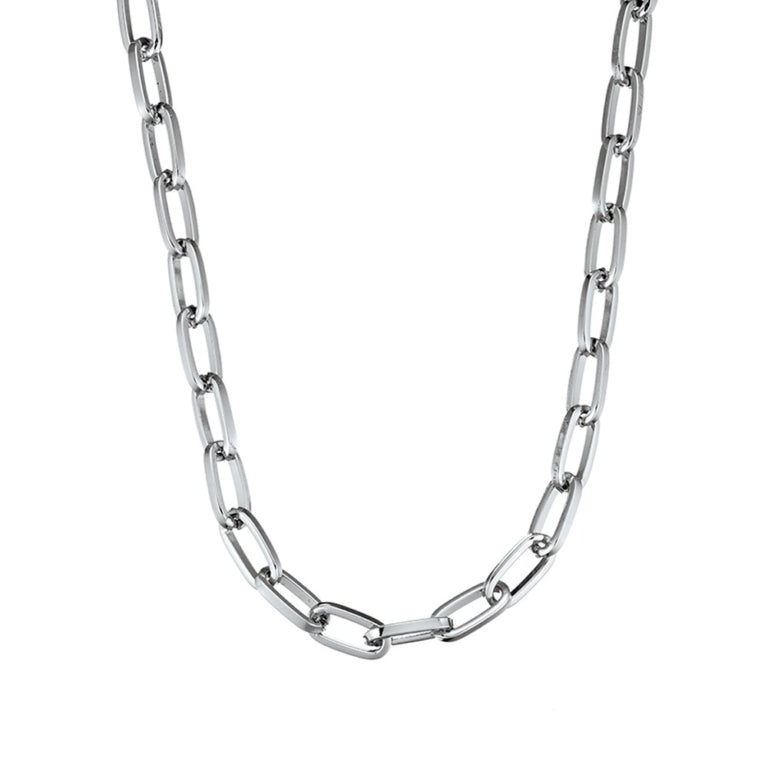 Allure Elongated Link Necklace - Silver
