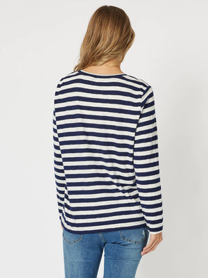 Stripe Long Sleeve T-Shirt - Navy/White