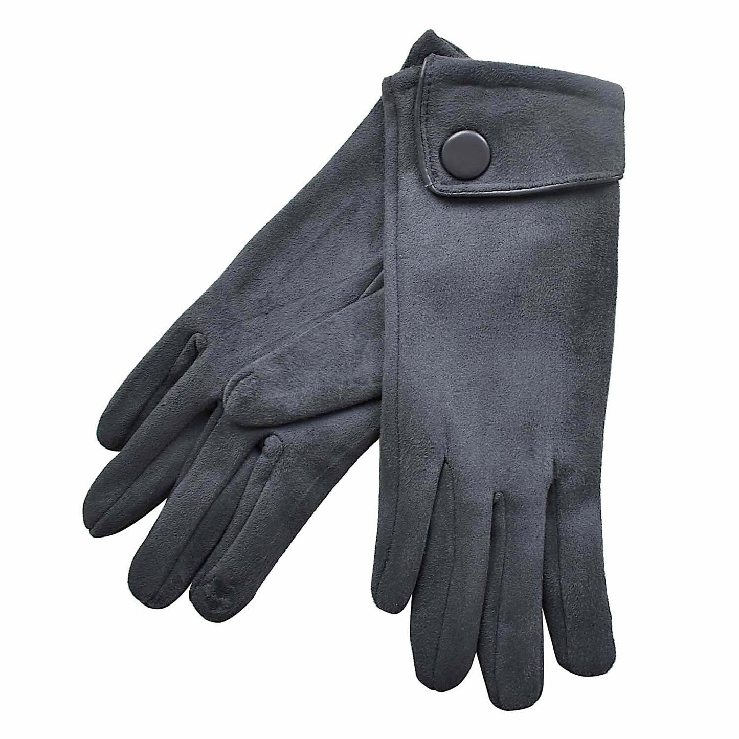 Cuffed Gloves Large Button - Charocal
