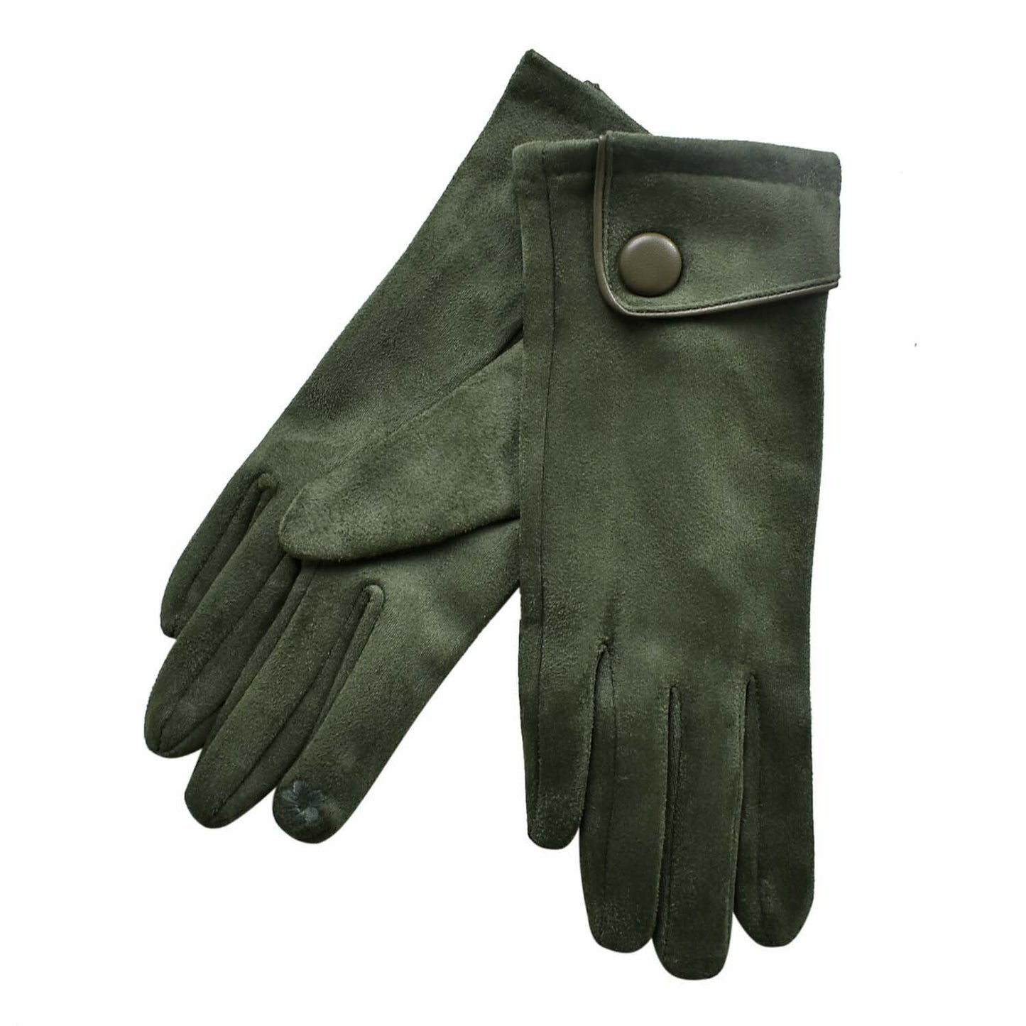 Cuffed Glove Large Button- Forest Green
