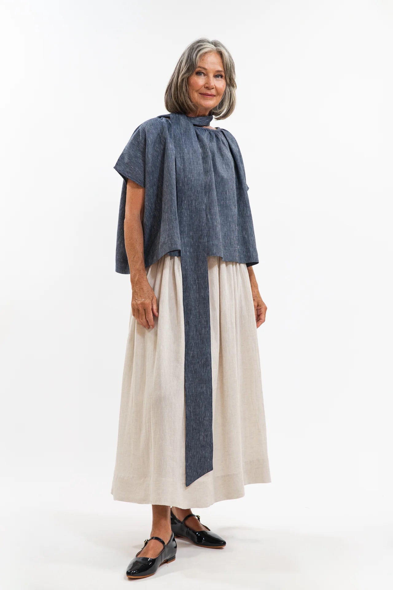 Tie Belt - Navy Pinstripe