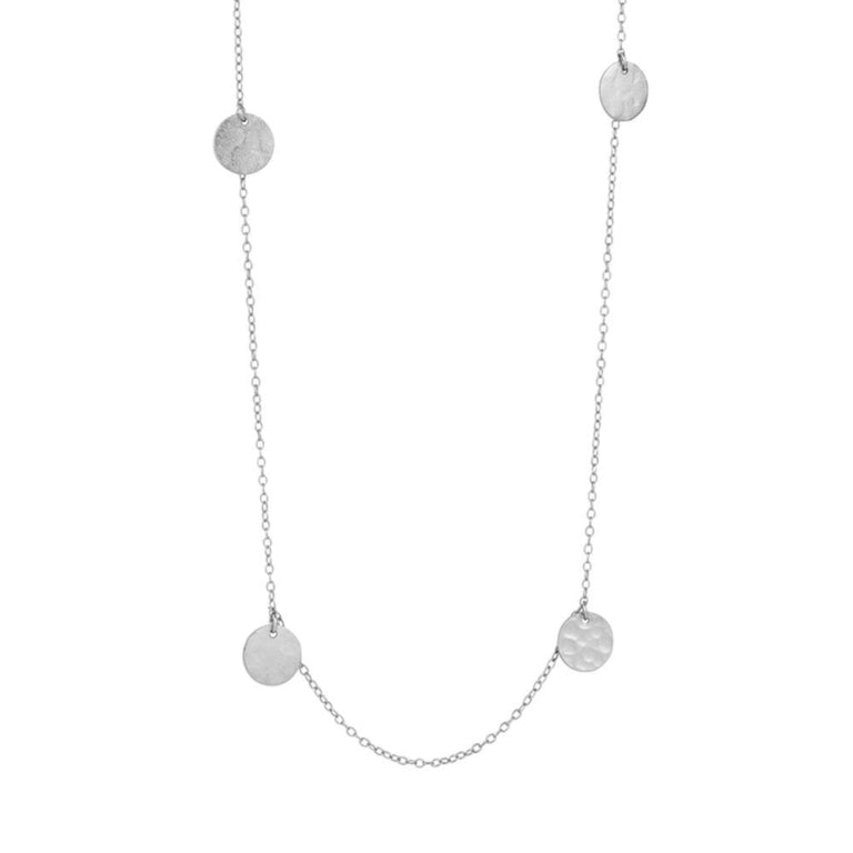 Allure Beaten Disc Necklace - Silver