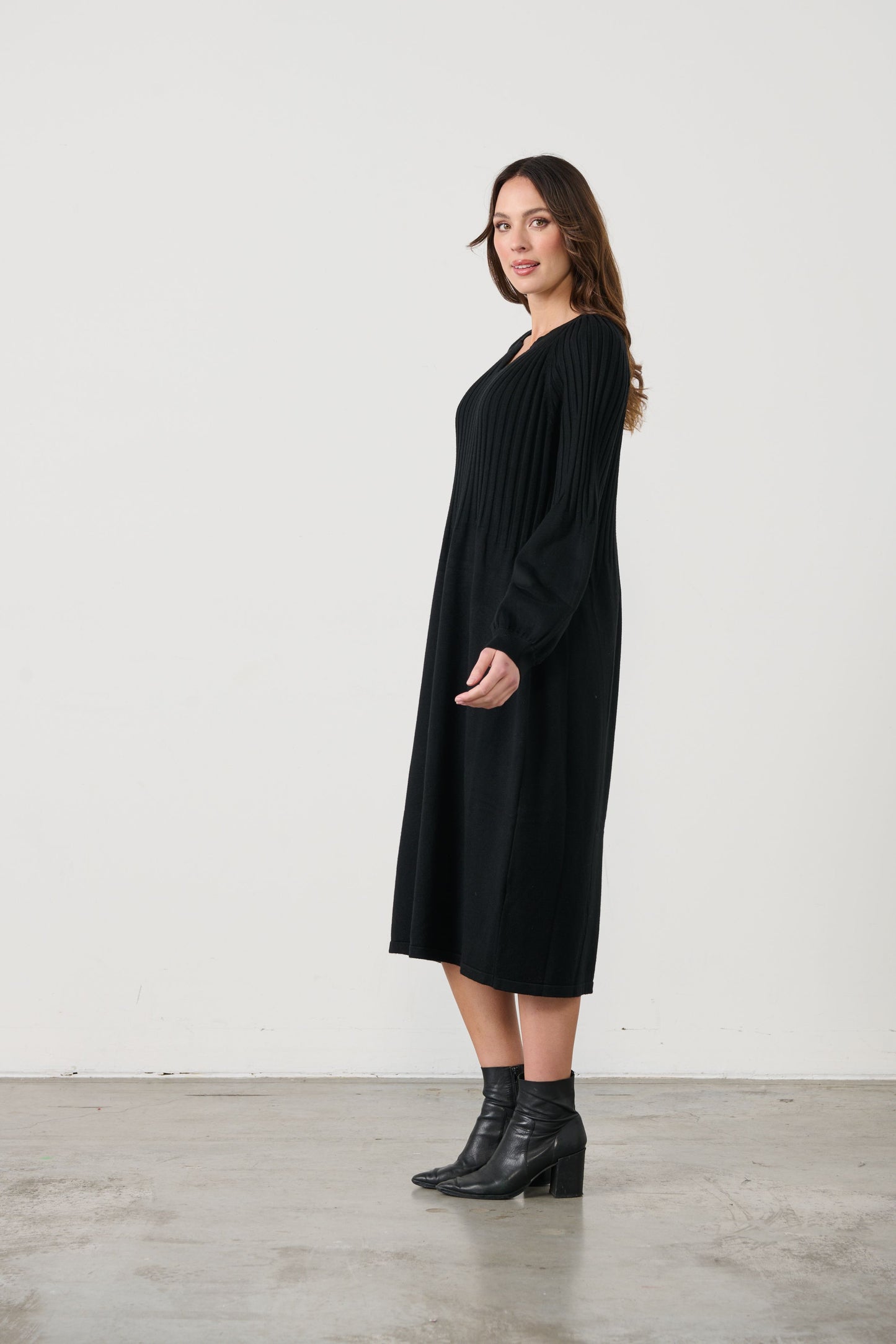 Winter Knit Dress Black