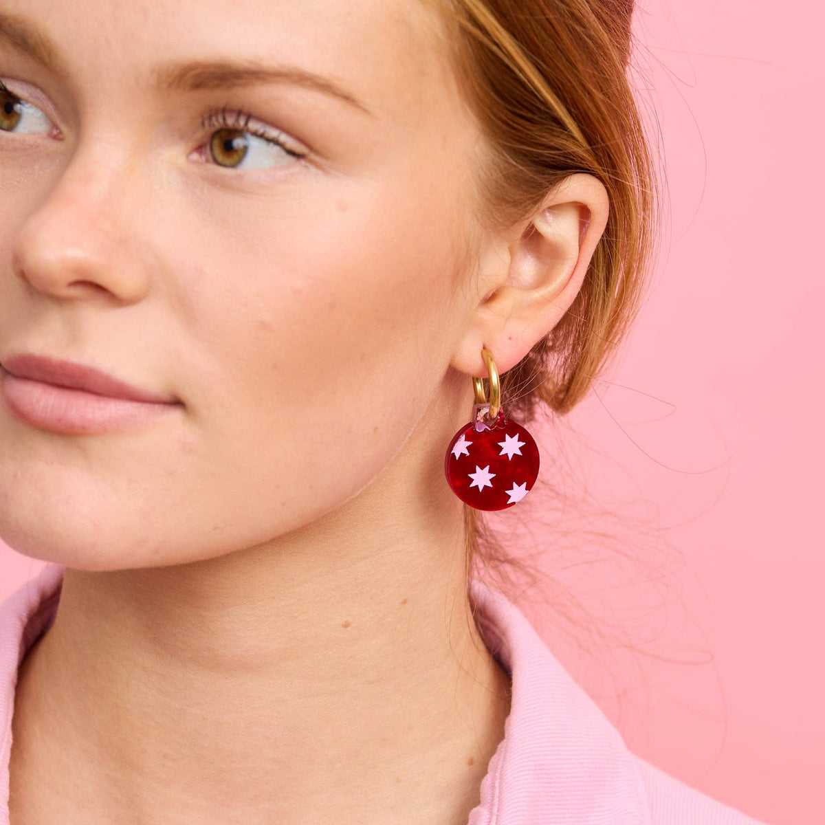 Round Baubles Earrings - Pink/Red