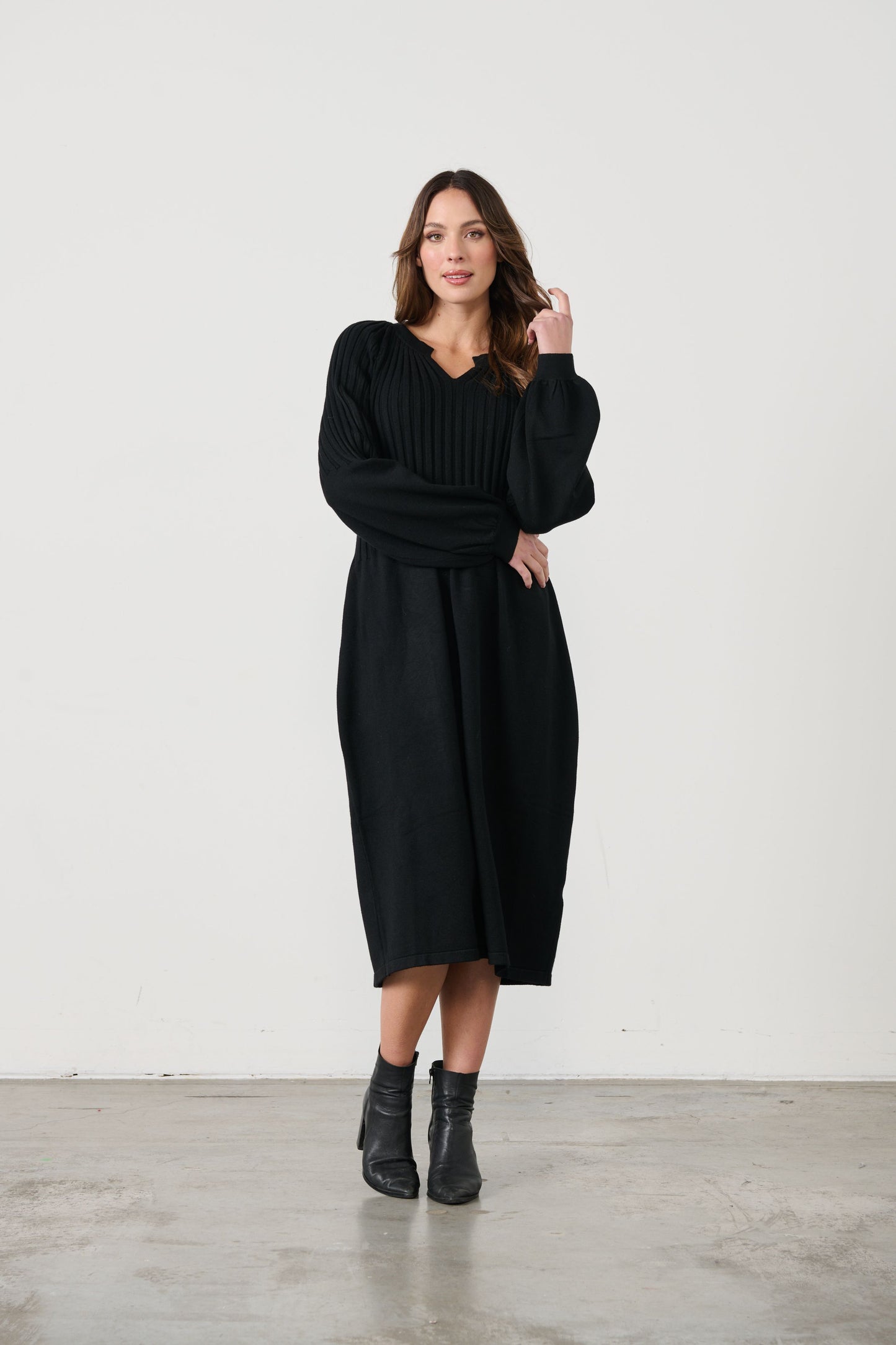 Winter Knit Dress Black