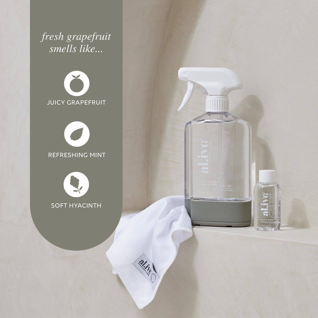 Alive Glass & Mirror Cleaning Kit - Fresh Grapefruit