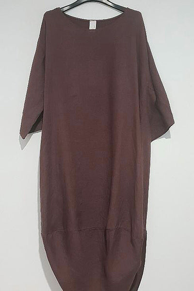 Scalloped Edge Dress - Tobacco