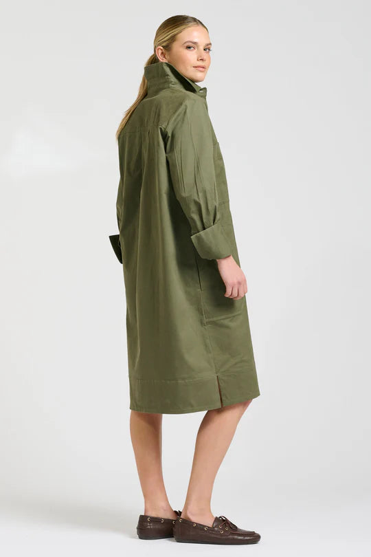 Jane Utility Popover Dress- Khaki