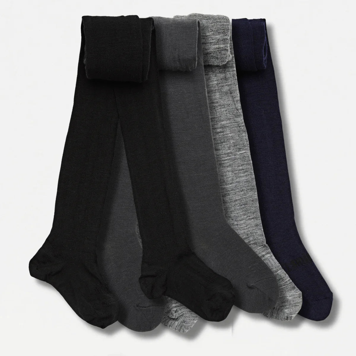 Merino Wool Plain Tights Charcoal