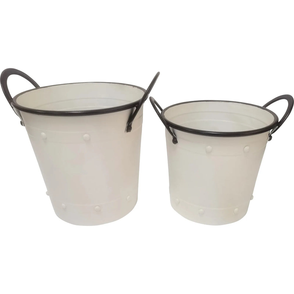 Set of 2 French Tall Tubs - White