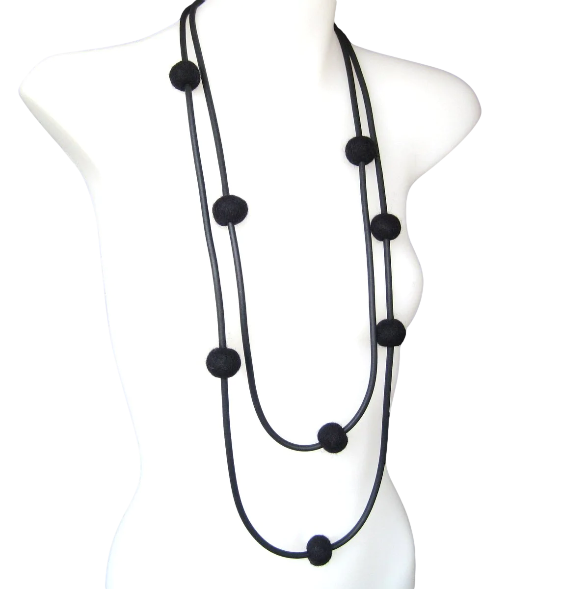 Frank Ideas Long Rubber & Felt Necklace
