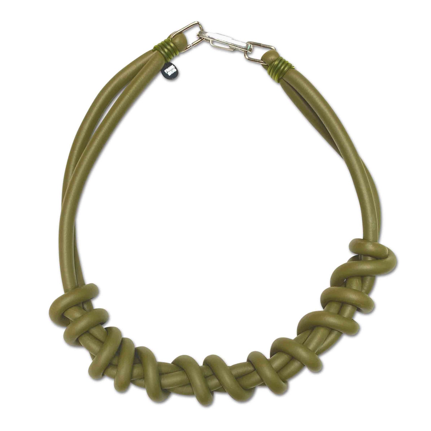 Frank Ideas Short Rubber Sculptural Twist Necklace - Olive