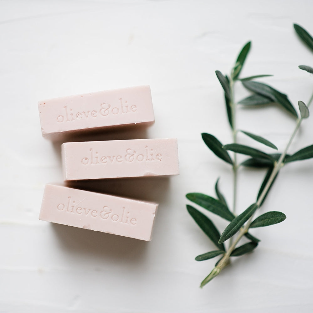 3 pk Olieve & Olie Handmade Soap - Lavender, Rose Geranium & Australian Pink Clay