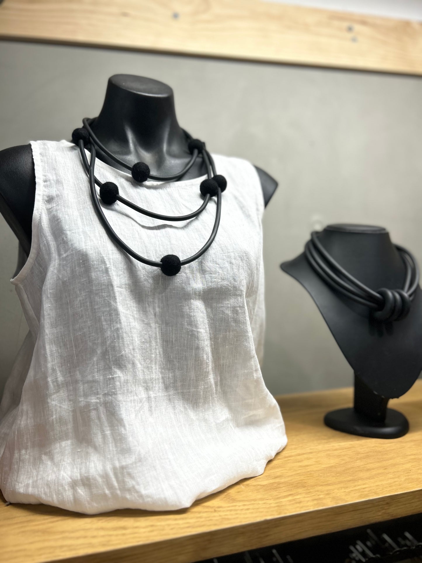 Frank Ideas Long Rubber & Felt Necklace