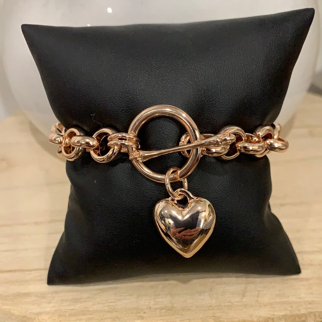 Allure Belcher Bracelet Heart Fob - Rose Gold