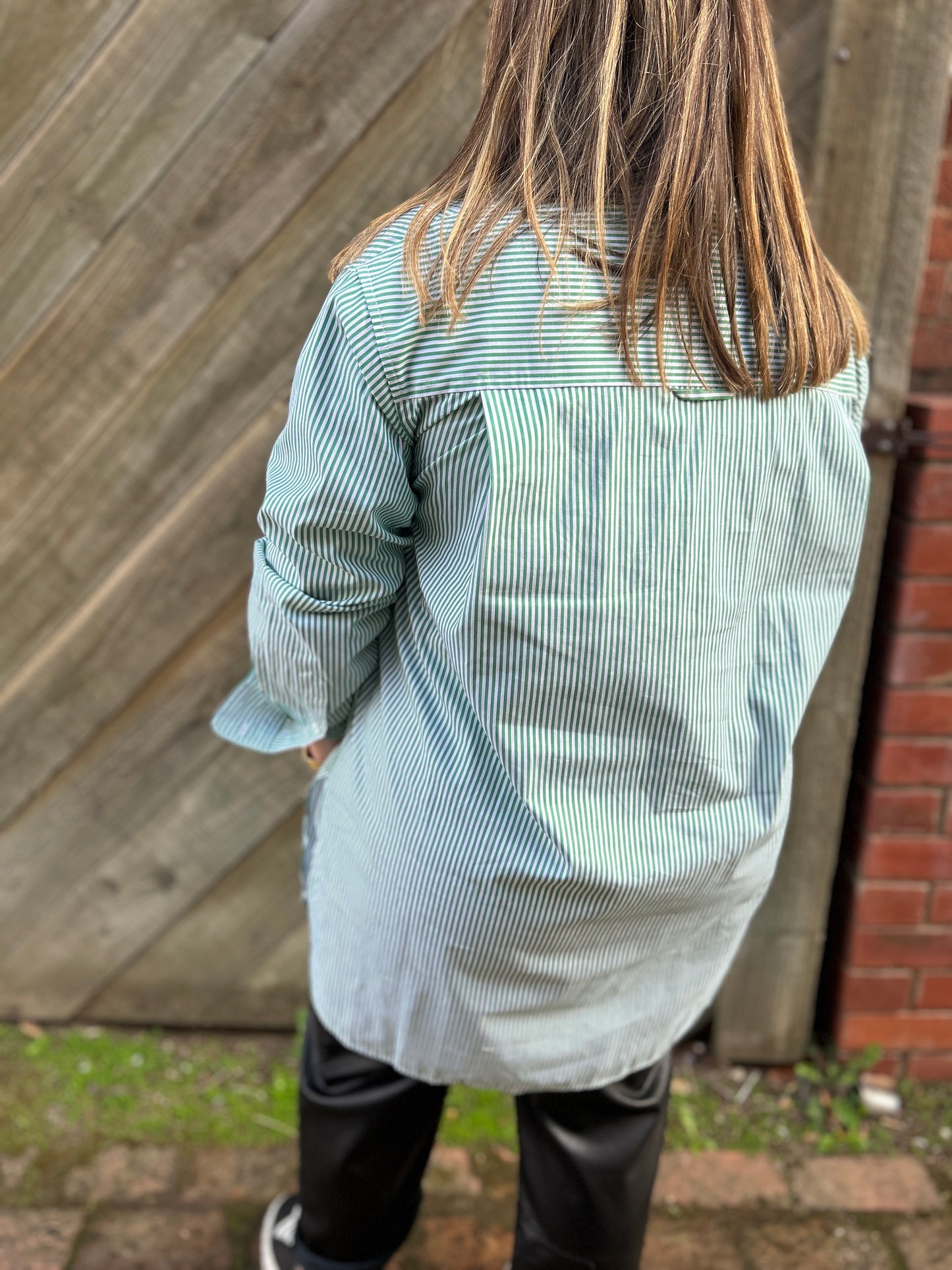 Boyfriend Oversized Shirt - Forest Stripe
