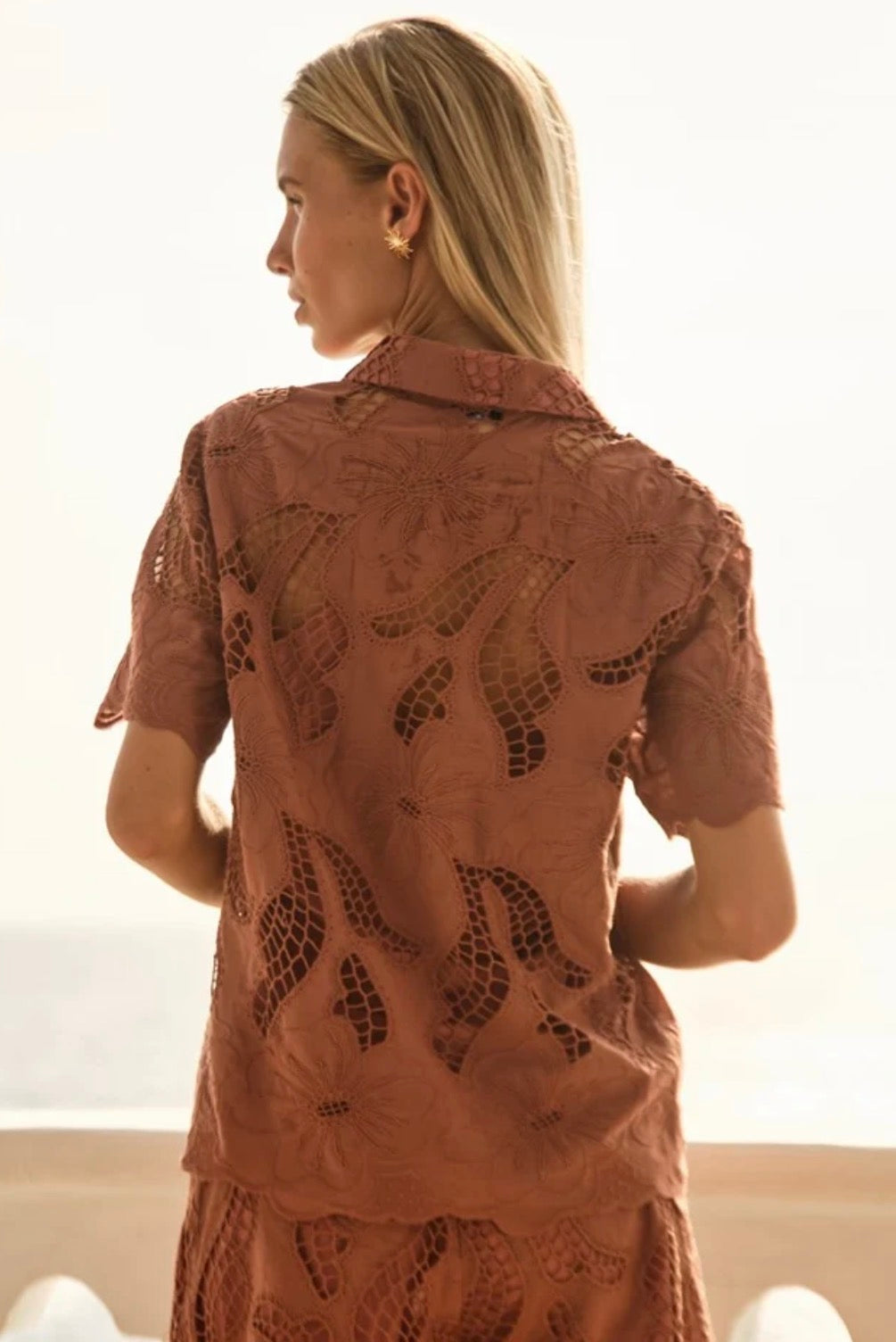 Collete Lace Shirt - Rust