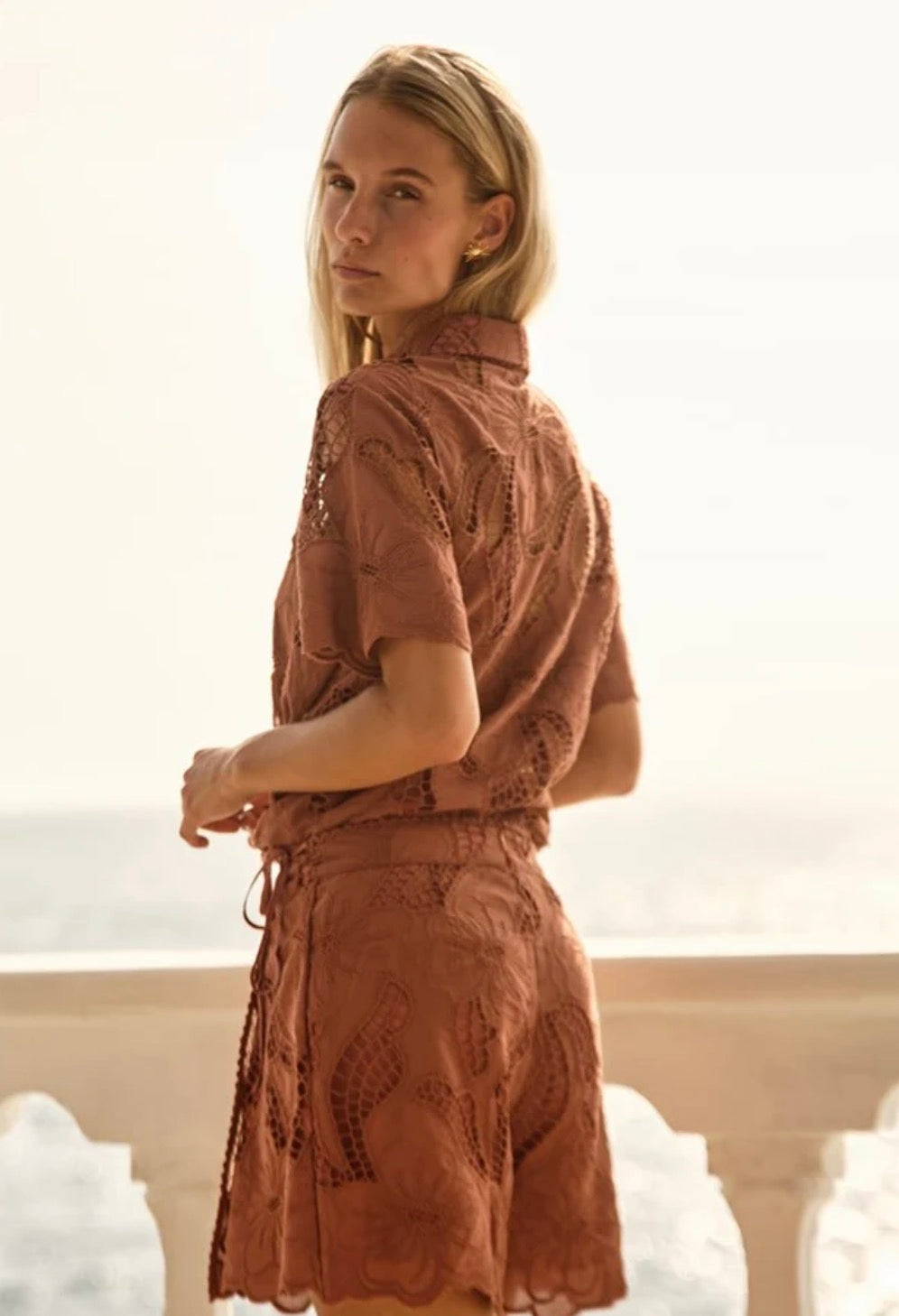 Collete Lace Shirt - Rust